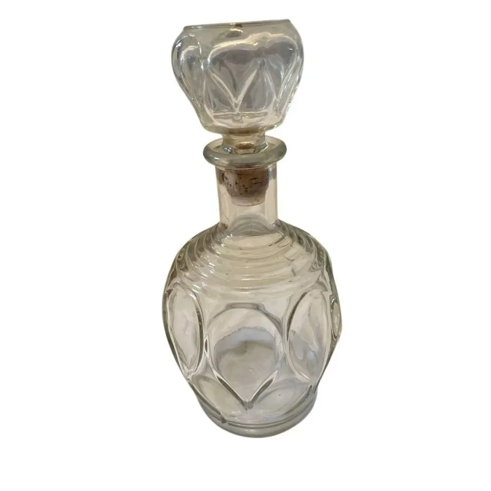 Vintage 1960s Modern Teardrop Shaped Stopper Mid Century Clear Glass Decanter